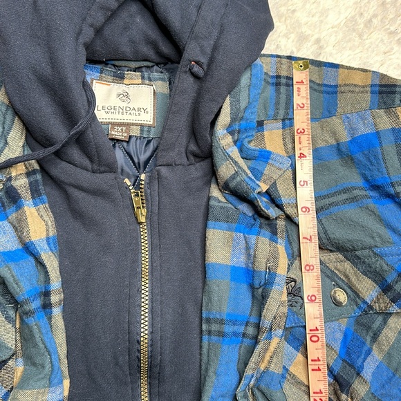 Legendary Whitetails Blue Plaid Double Layered Hooded Hoodie Quilted Zip Up Work - Picture 7 of 8
